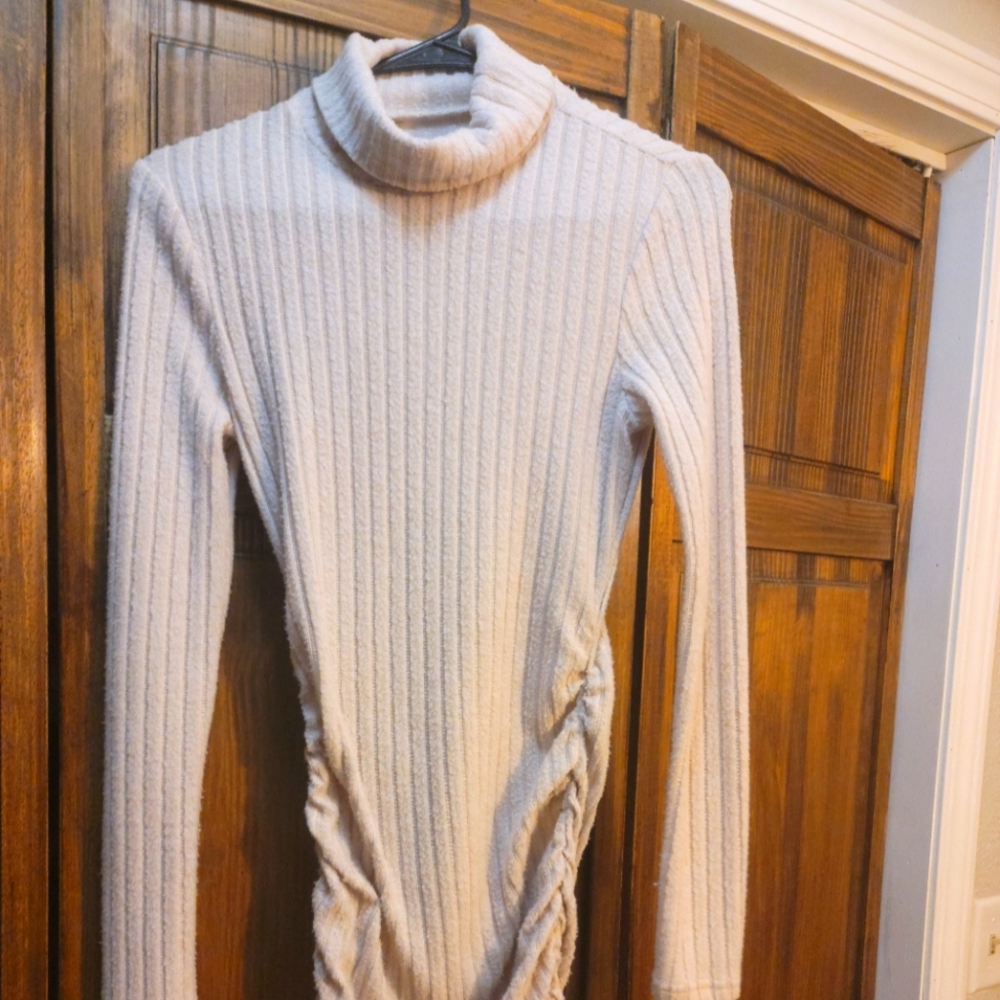 Shein Cream Turtleneck Sweater Dress XS